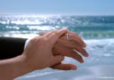 Santa Cruz Beach Wedding Photography Couple Hold Hands on Beach _05
