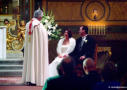 Santa Clara Mission Wedding Photography - Altar, Couple with Priest 218