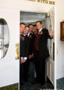 East Bay Church Wedding Photography - Groomsmen look out door